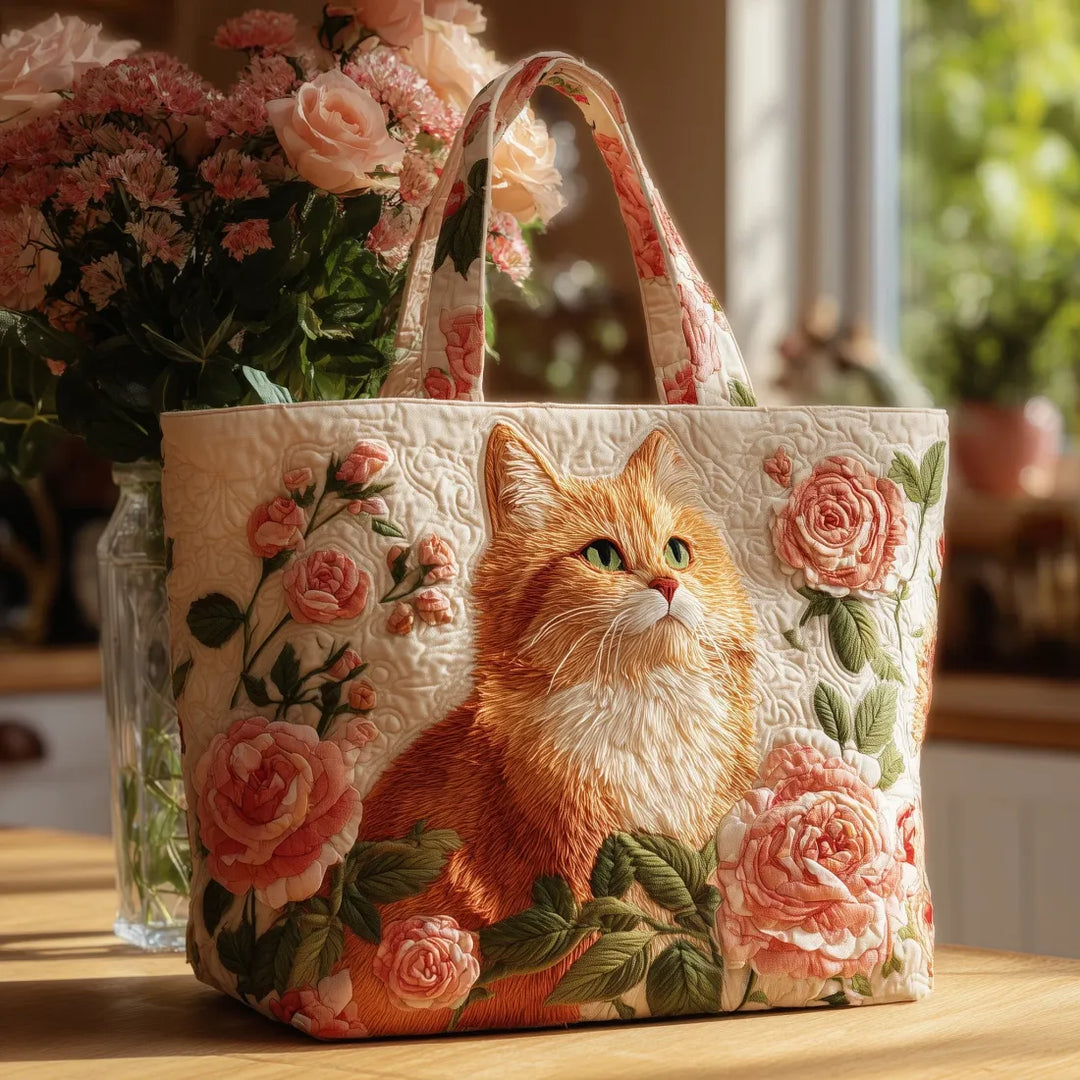 Handwerkstasche – Katze mit Rosen