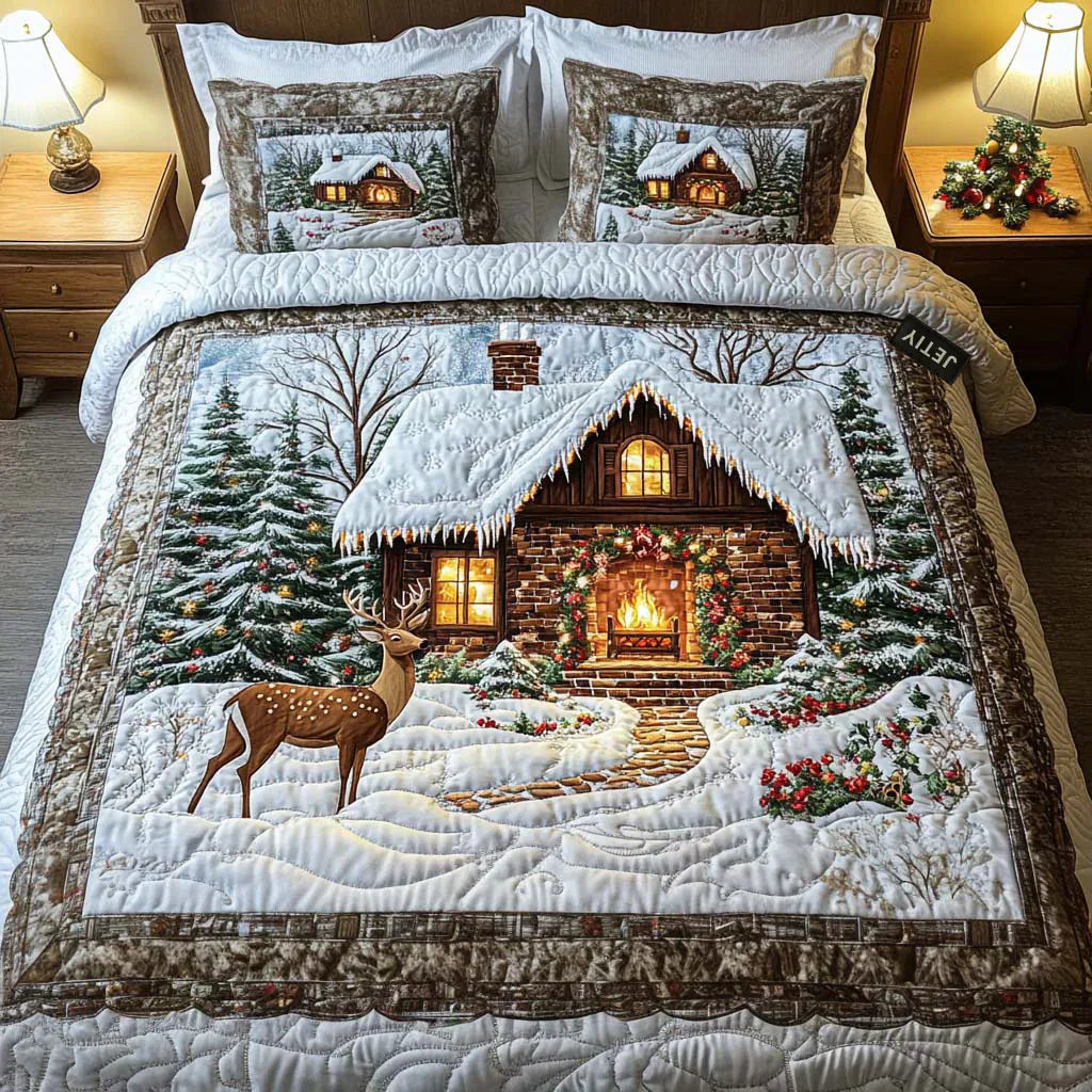 3-teiliges Set – Flauschige Hütten-Bettwäsche