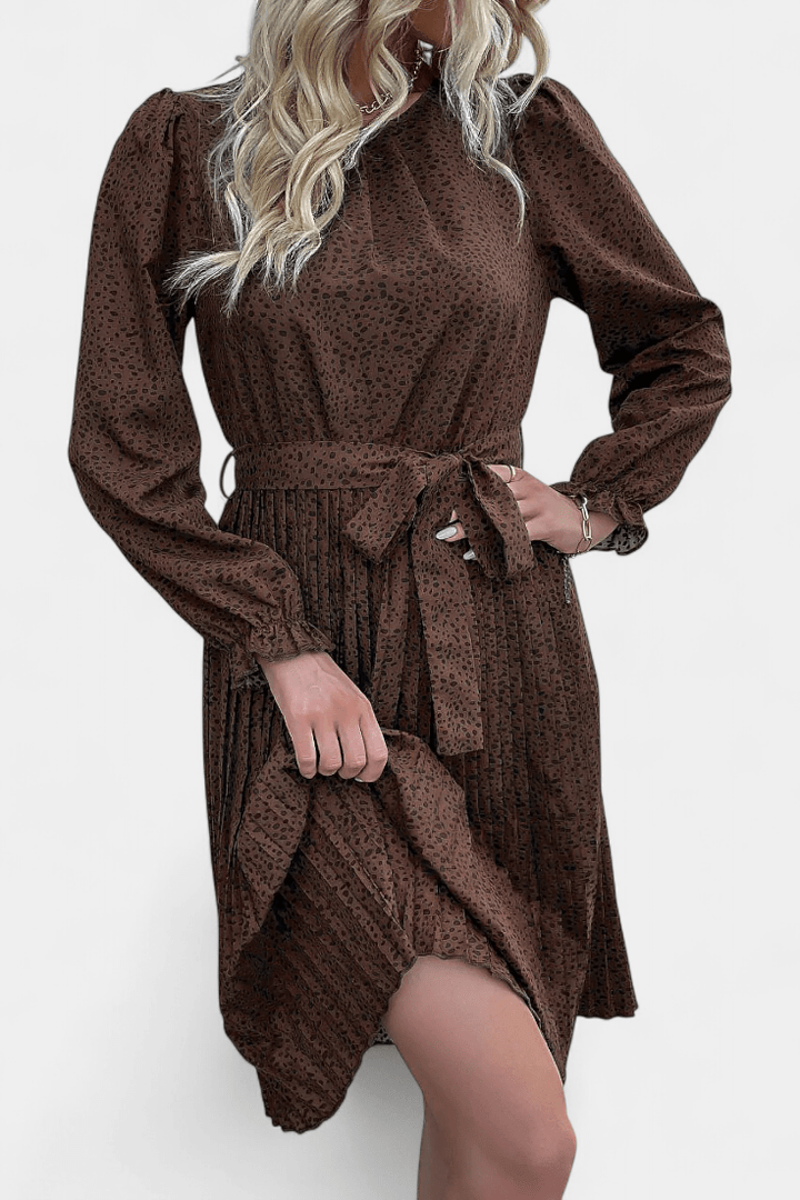 Agnes | Plisseekleid mit Leopardenmuster