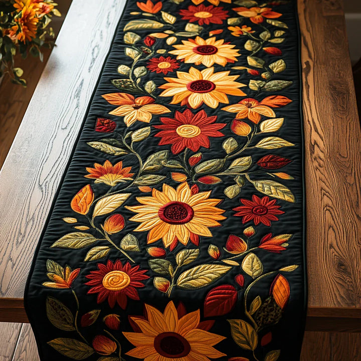 Quilt-Tischläufer mit herbstlichem Sonnenblumenmuster