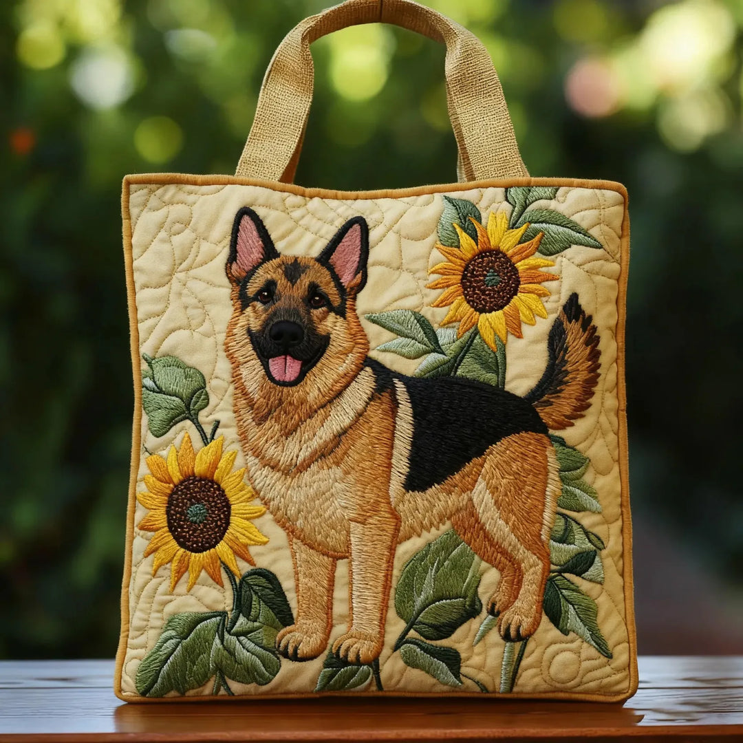 Handwerkstasche – Blumen und Deutscher Schäferhund