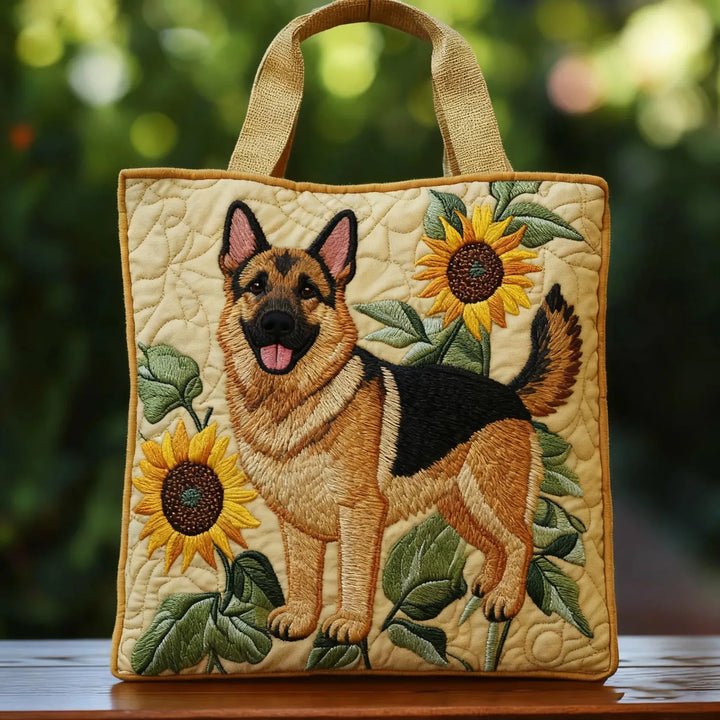 Handwerkstasche – Blumen und Deutscher Schäferhund