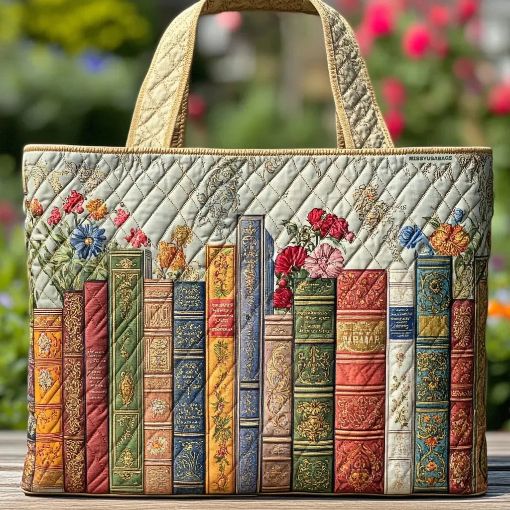 Quilt-Tote-Bag „Verzauberte Bibliothek"