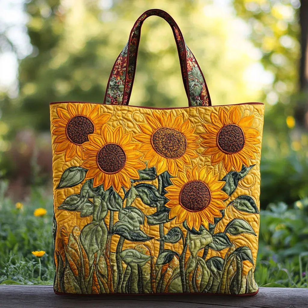 Klassische Quilt-Tasche mit Sonnenblumen-Design