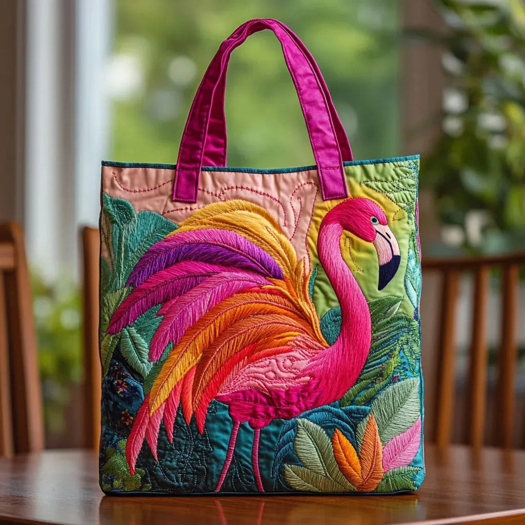 Quilt-Tasche – Regenbogen-Flamingo