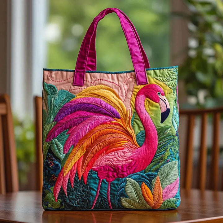 Quilt-Tasche – Regenbogen-Flamingo