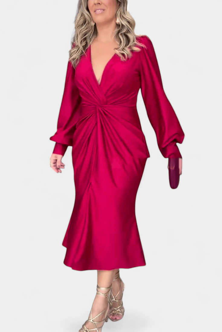 Brigitte | Klassisches Kleid mit V-Ausschnitt