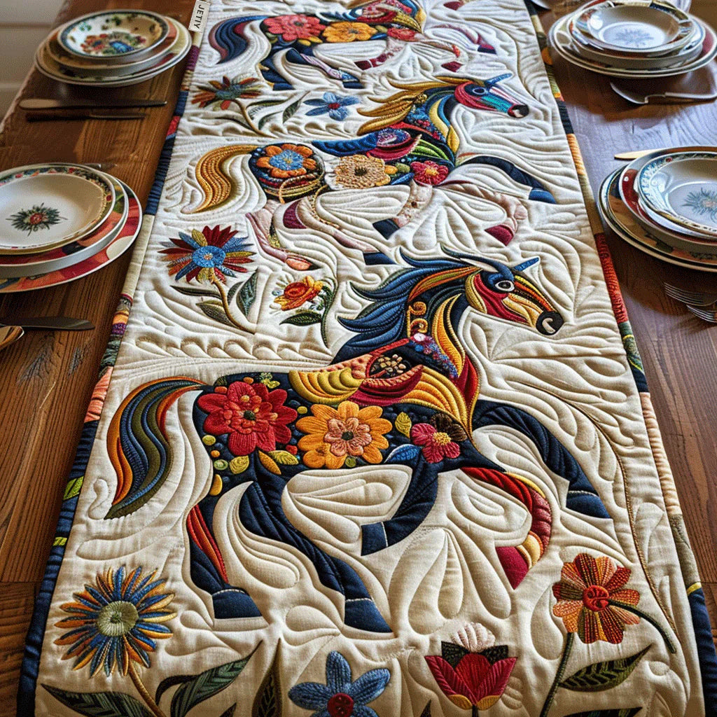 Quilt-Tischläufer – Laufende Pferde