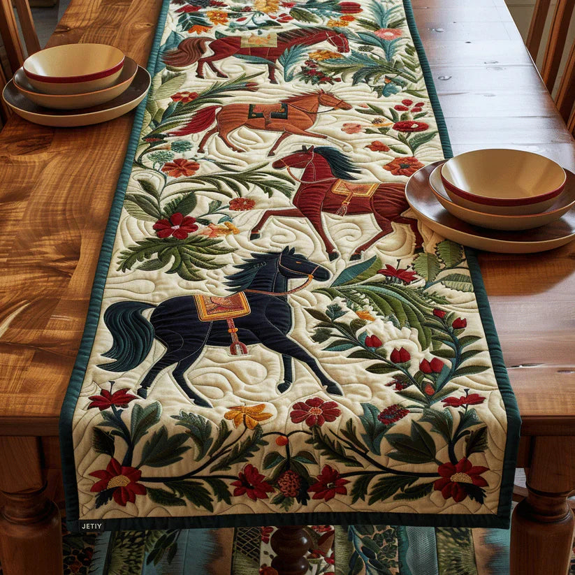Quilt-Tischläufer mit Reitkunst-Motiv