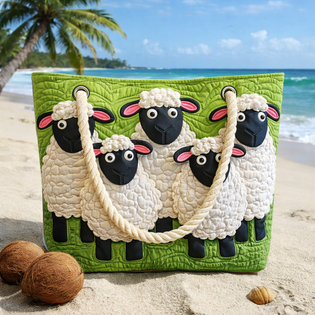 Handgefertigte Strandtasche „Schafhimmel"