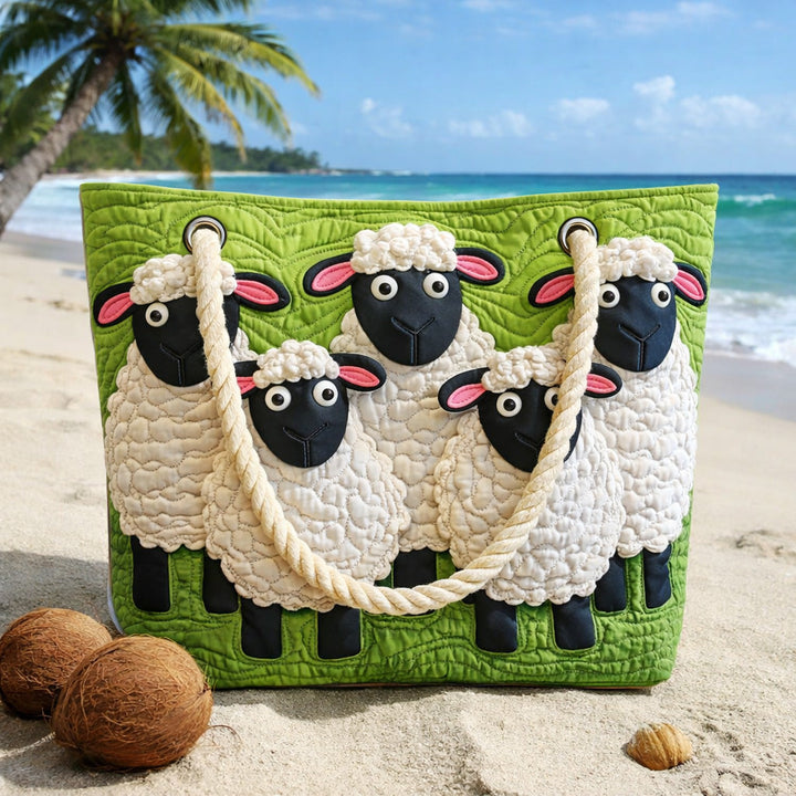 Handgefertigte Strandtasche „Schafhimmel"
