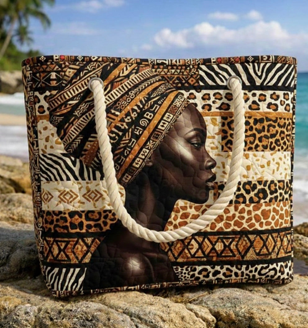 Handgefertigte Strandtasche „Melanin-Königin"