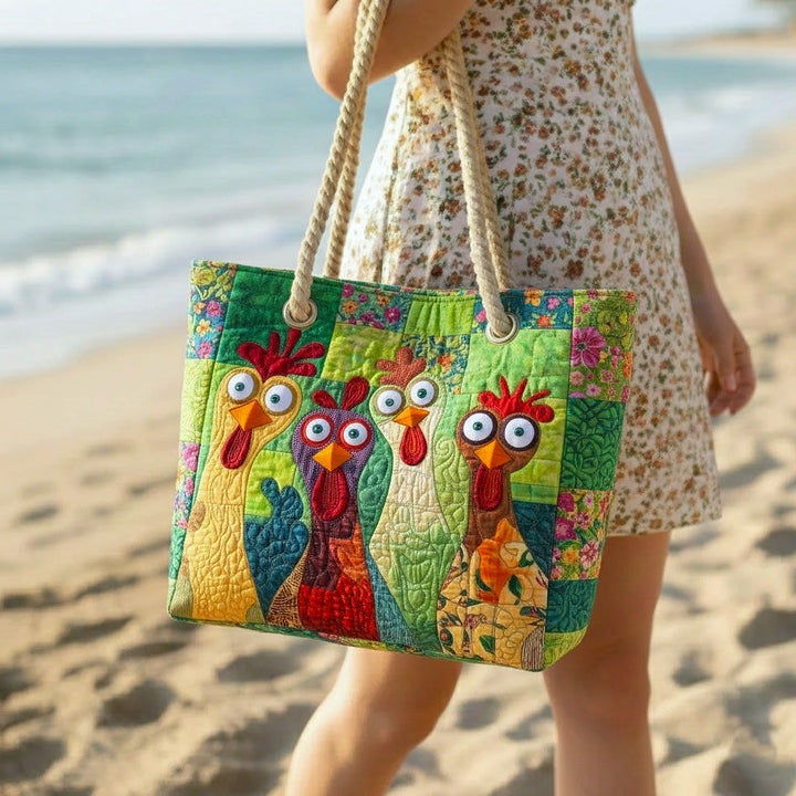 Strandtasche „Funky Huhn Kunst-Sand"