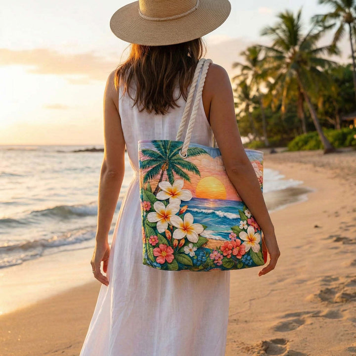 Handgefertigte Strandtasche „Tropische Brise"