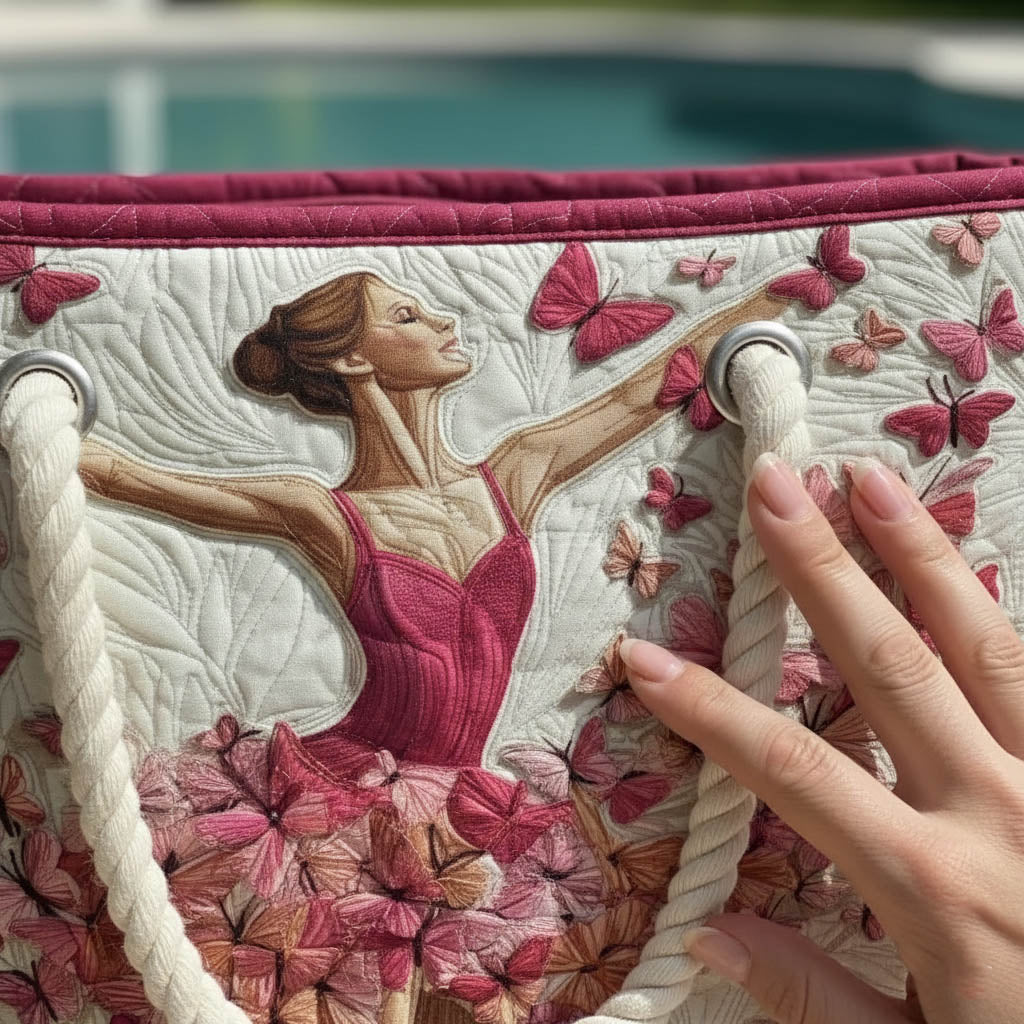 Handgefertigte Strandtasche mit Ballerina-Design