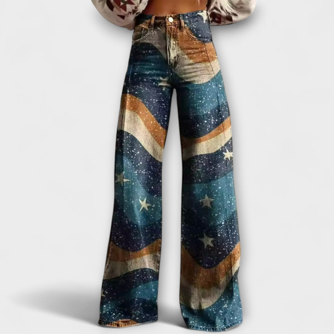 Graue Hose im Boho-Stil