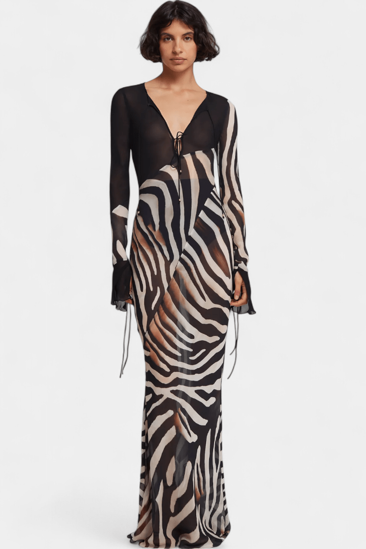 Kleid mit grauem Zebramuster