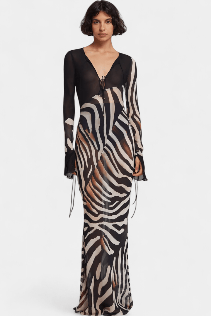 Kleid mit grauem Zebramuster