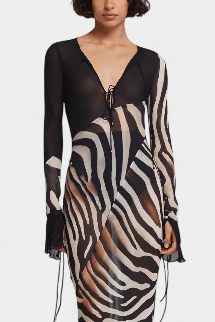 Kleid mit grauem Zebramuster