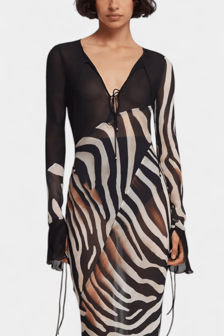 Kleid mit grauem Zebramuster