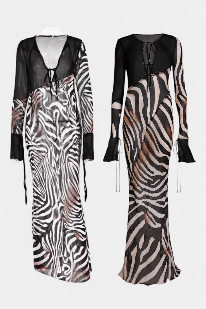 Kleid mit grauem Zebramuster
