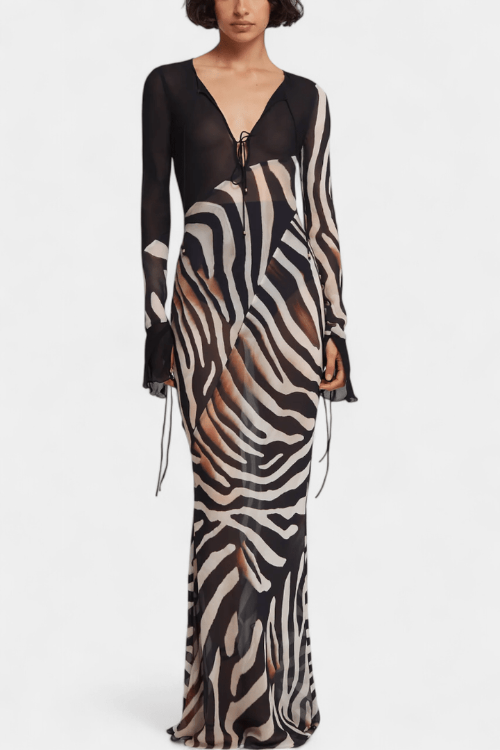 Kleid mit grauem Zebramuster