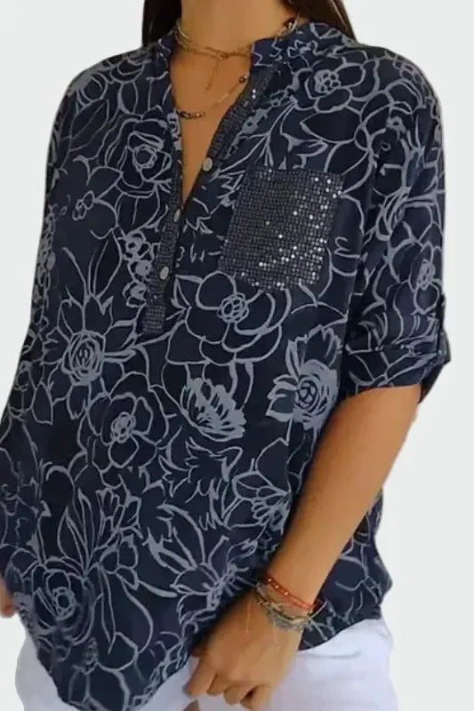 Johanna | Bluse mit blauen Blumen