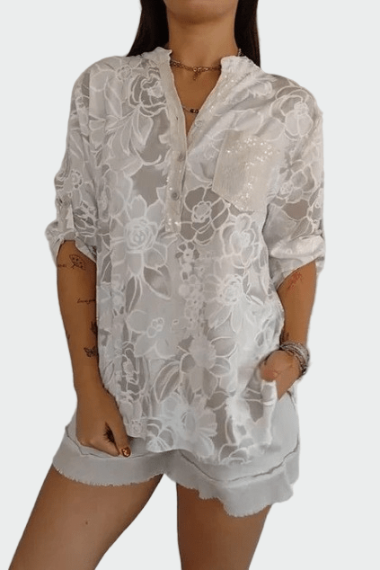 Johanna | Bluse mit blauen Blumen