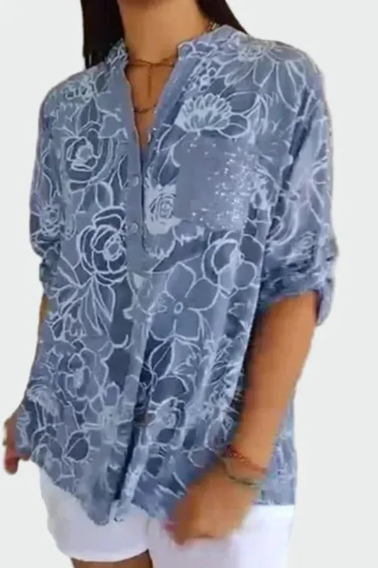 Johanna | Bluse mit blauen Blumen