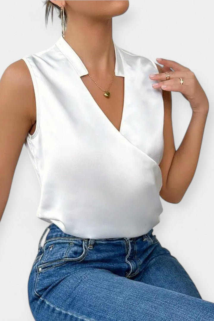 Laura | Ärmellose Bluse mit Muster