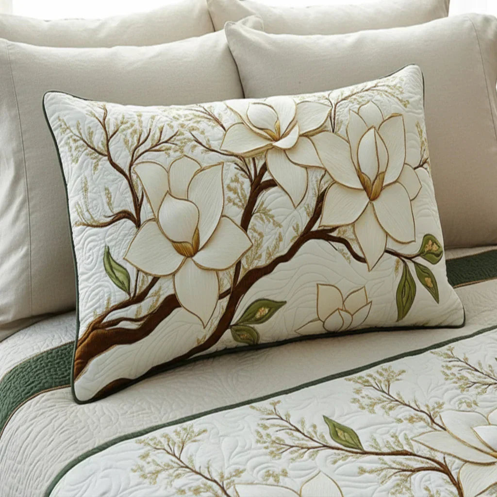 Kissenbezug mit Magnolienblüten-Design