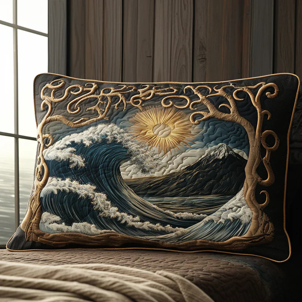 Quilt-Kissenbezug mit Meereswellen-Design