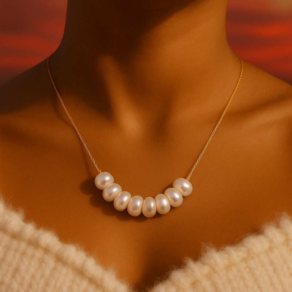 Olivia | Perlenkette mit Goldrand