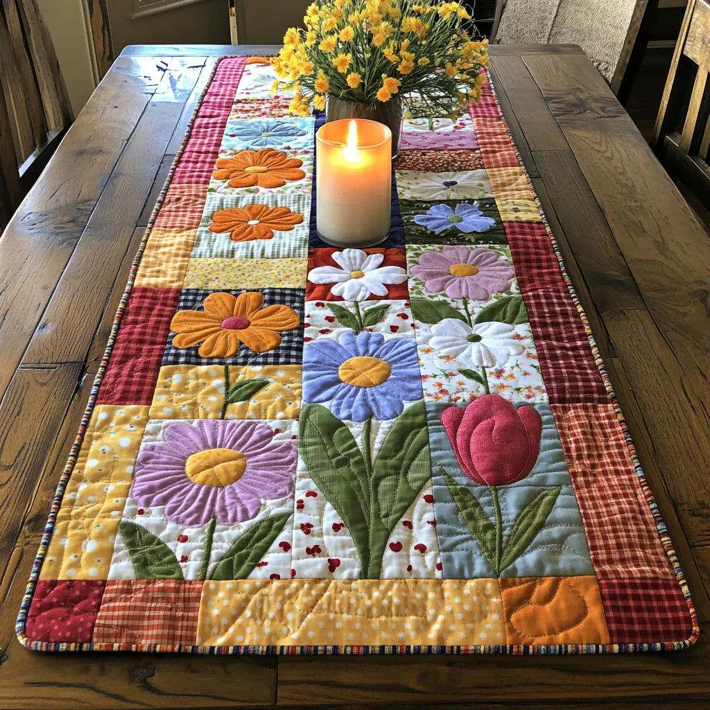 Quilt-Tischläufer „Blütenpfad"