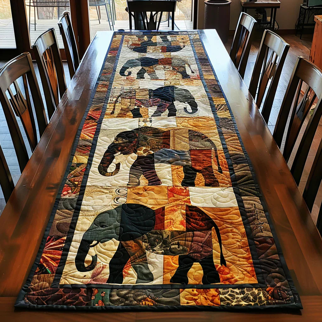 Quilt-Tischläufer – Elefantenparade