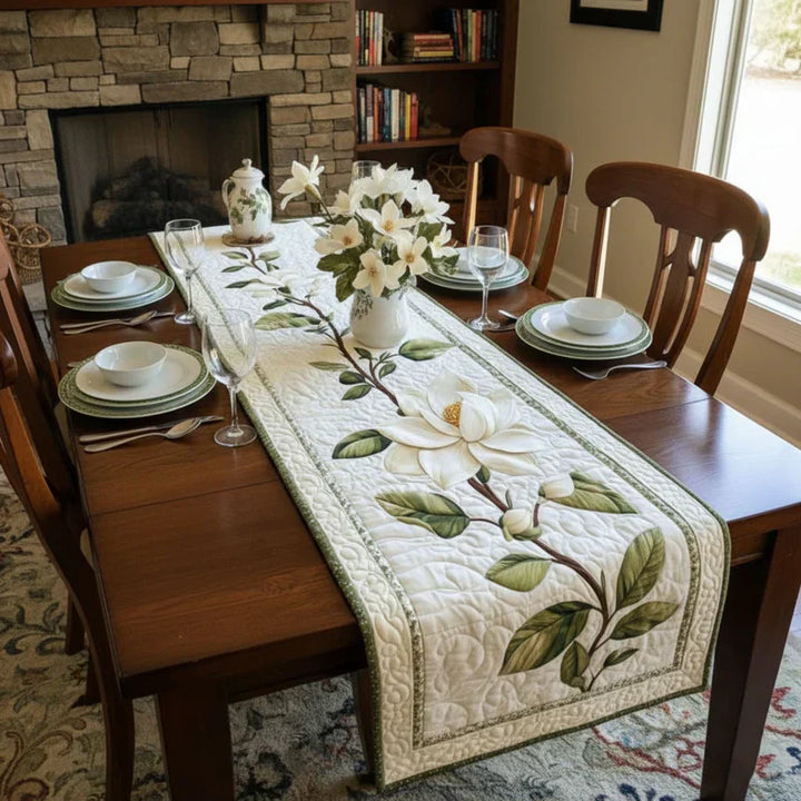 Quilt-Tischläufer „Rustikale Magnolie"