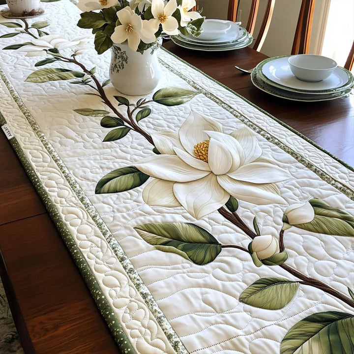 Quilt-Tischläufer „Rustikale Magnolie"