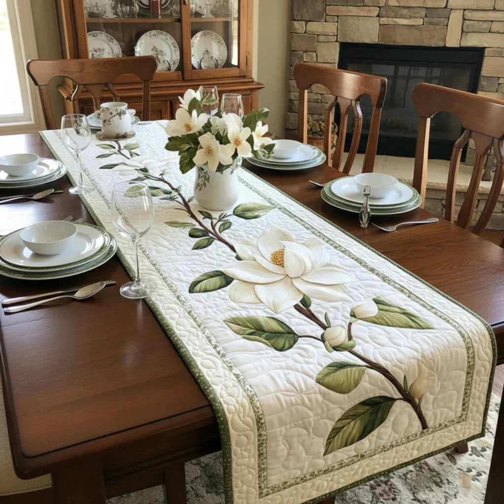Quilt-Tischläufer „Rustikale Magnolie"