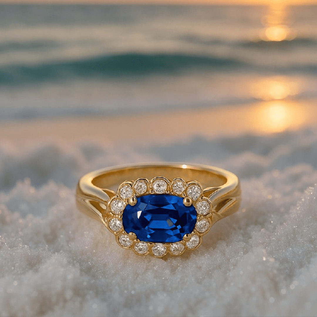 Tanja | Silberring mit blauem Kristall