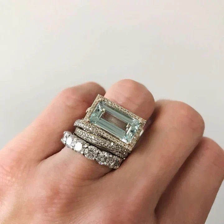 Vintage-Set Silber-Türkisglas-Ringe
