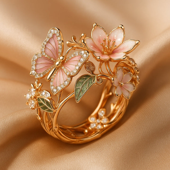 Zirkonia-Ring im Schmetterlingsdesign mit natürlichem Glanz