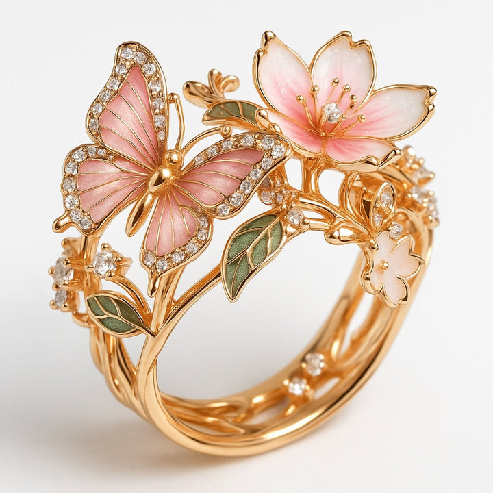 Zirkonia-Ring im Schmetterlingsdesign mit natürlichem Glanz