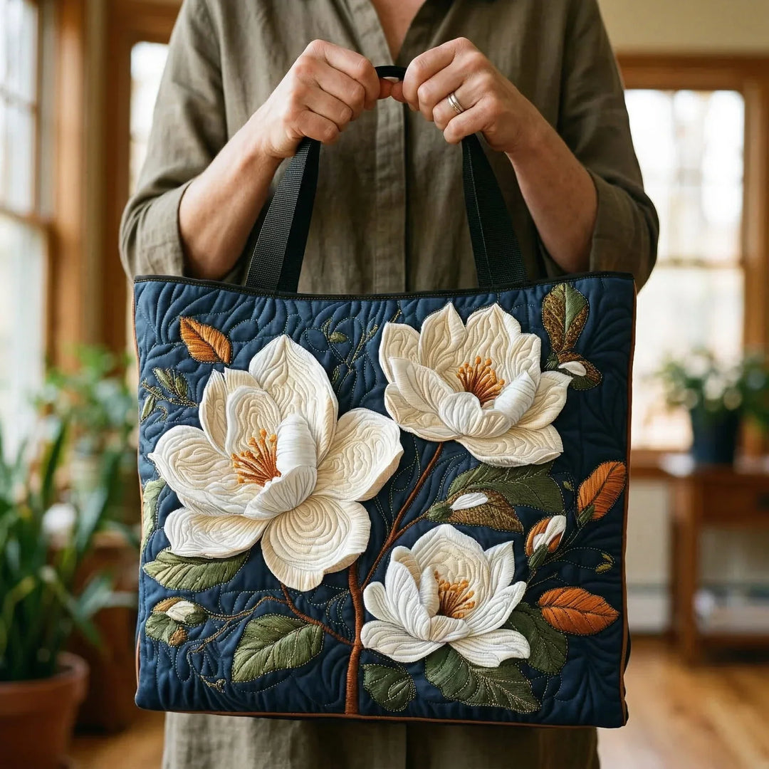 Gesteppte Handwerkstasche – Zarte Magnolie