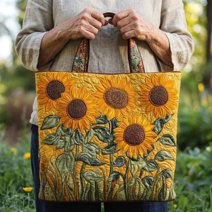 Klassische Quilt-Tasche mit Sonnenblumen-Design
