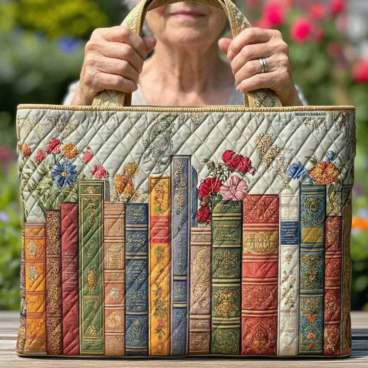 Quilt-Tote-Bag „Verzauberte Bibliothek"