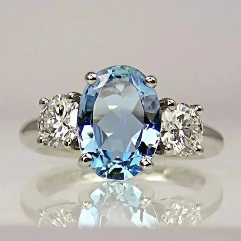 Sterlingsilberring mit blauem Diamantkristall