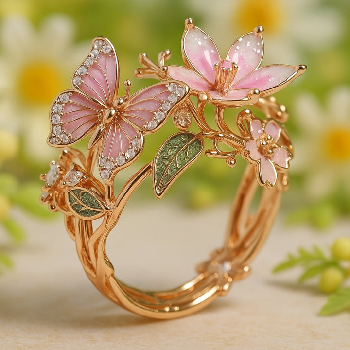 Zirkonia-Ring im Schmetterlingsdesign mit natürlichem Glanz